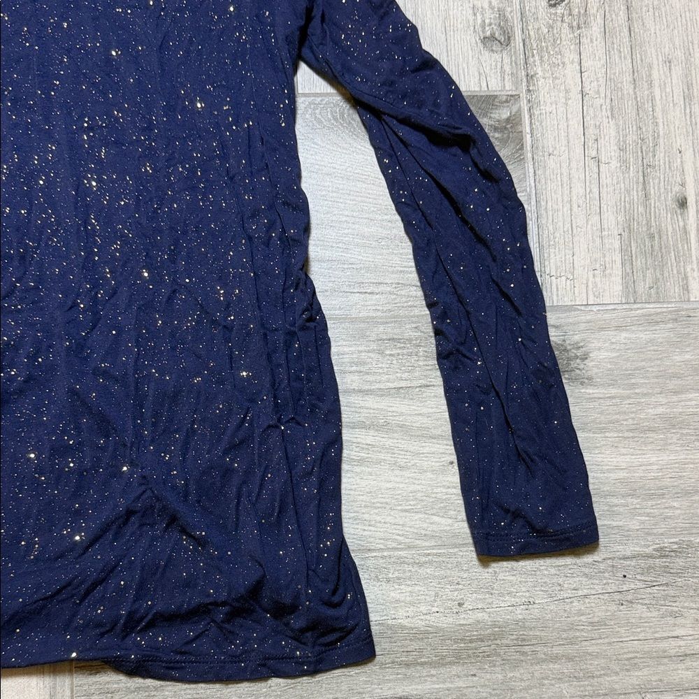 a:glow Maternity Navy Long Sleeve Metallic Fleck Top Medium - Picture 3 of 8